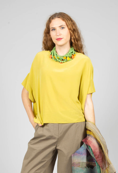 Drop Shoulder Short Sleeve Top in Yellow