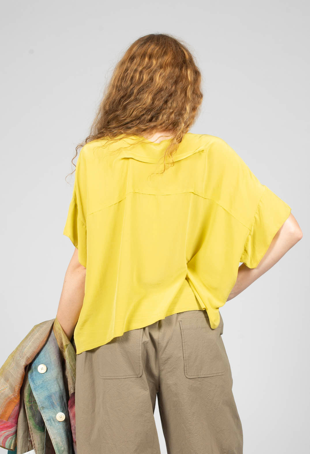 Drop Shoulder Short Sleeve Top in Yellow