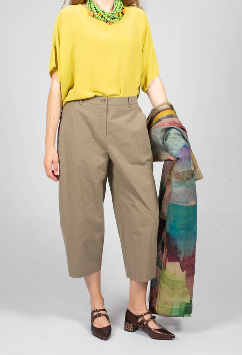 Balloon Leg Cropped Trousers in Brown