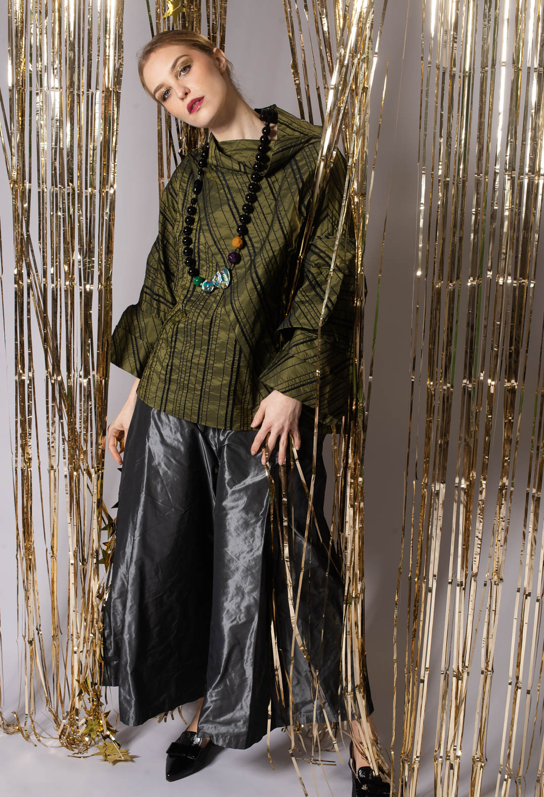 Top with Fabric Rose in Lime