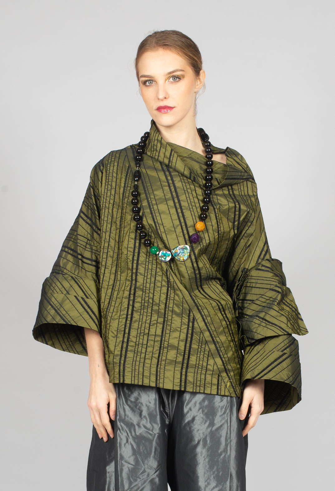 Top with Fabric Rose in Lime