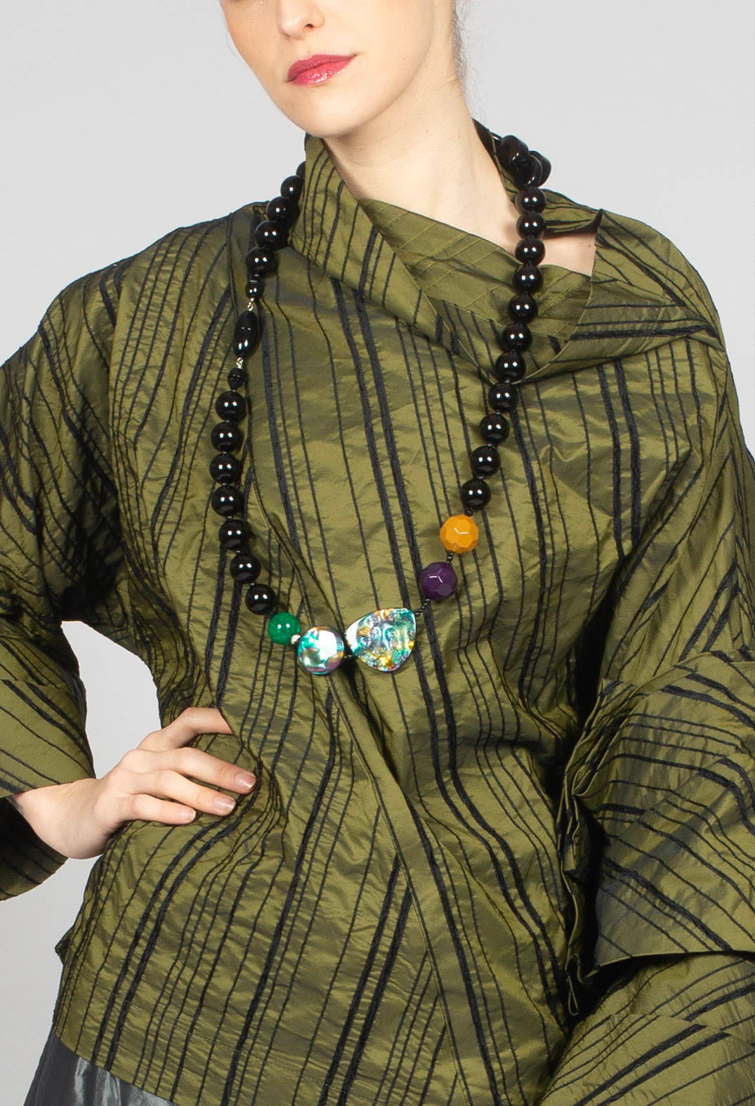 Top with Fabric Rose in Lime