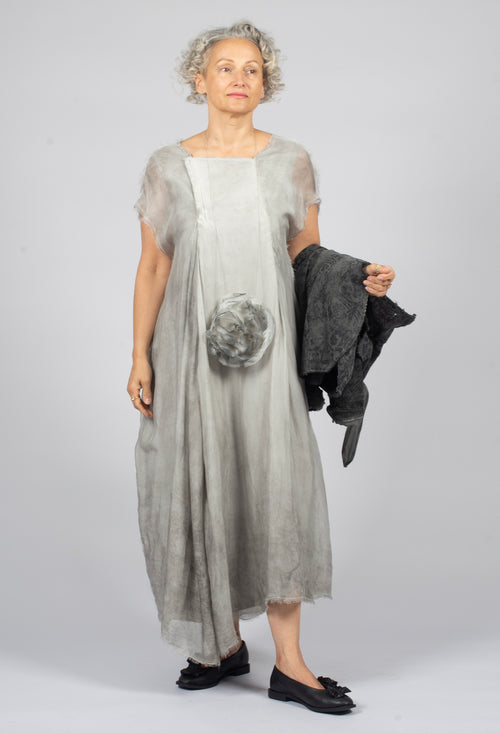 Long Dress with Short Sleeves in Grey Shadow