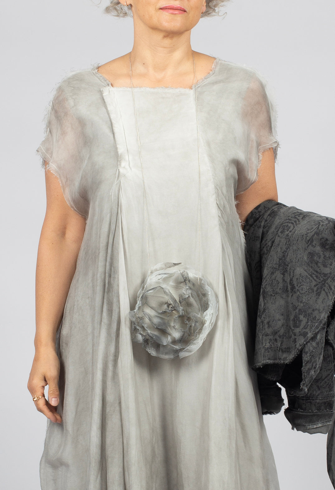 Long Dress with Short Sleeves in Grey Shadow