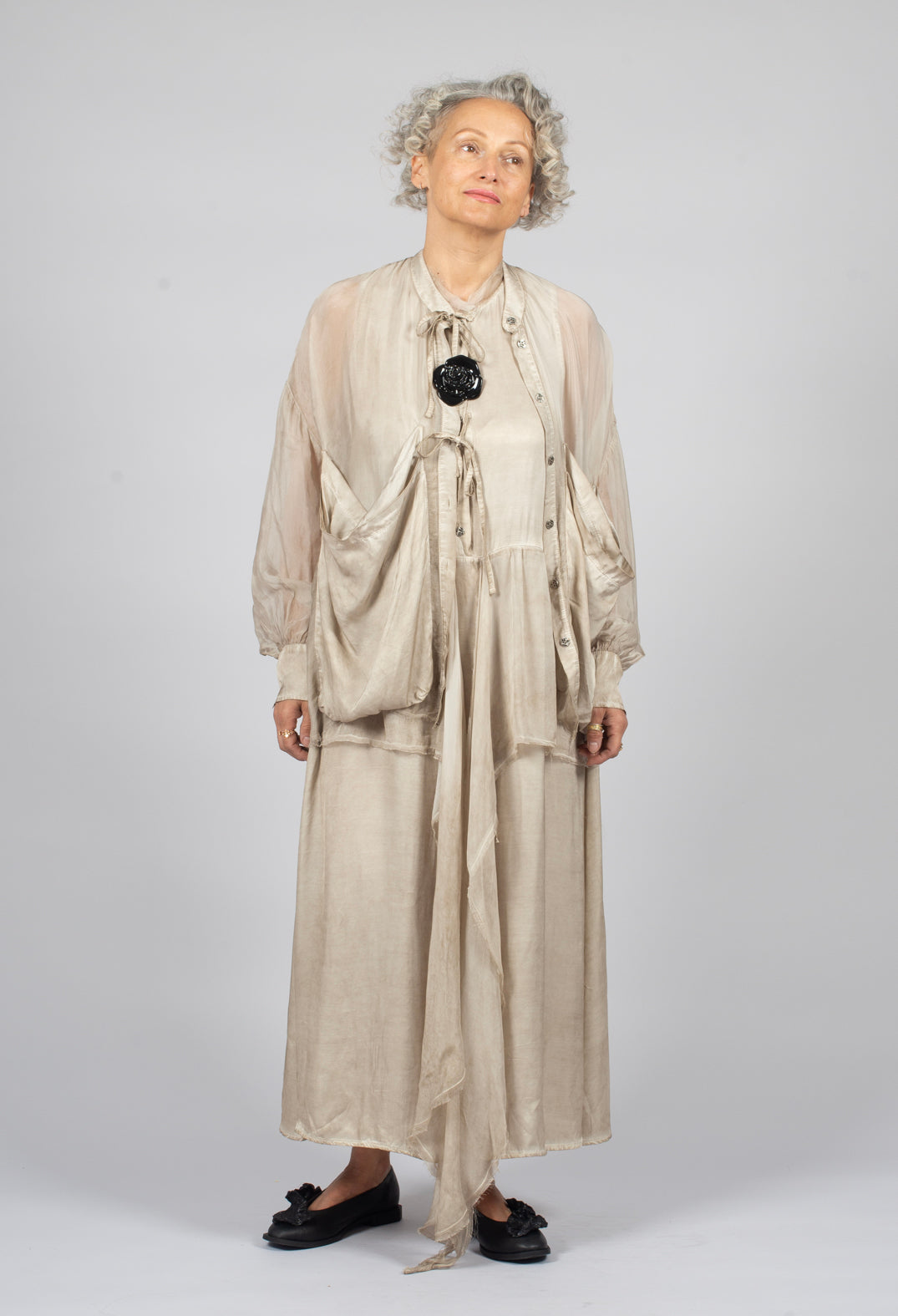 Sleeveless Dress in Sand Shell