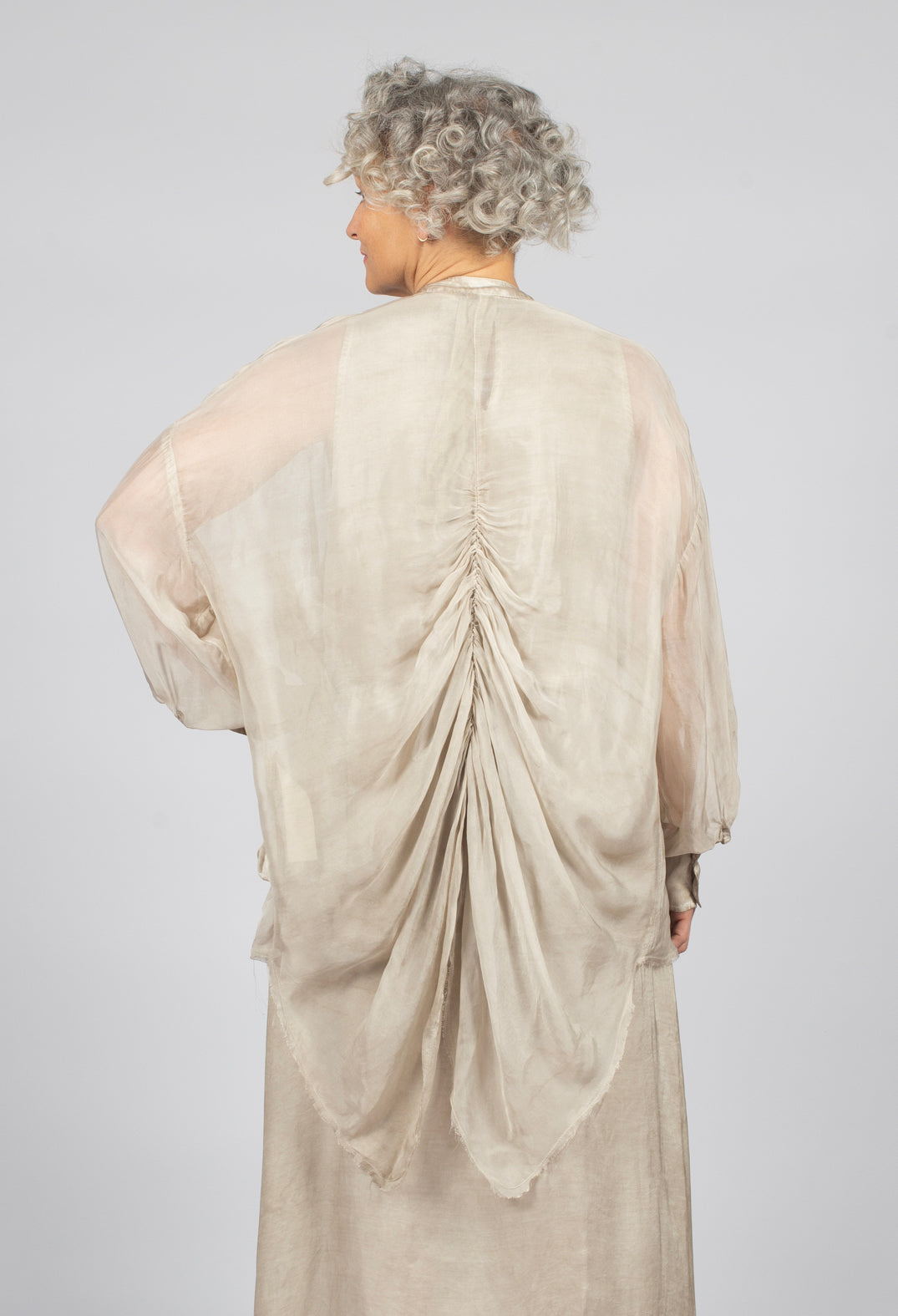 Draped Shirt in Sand Shell