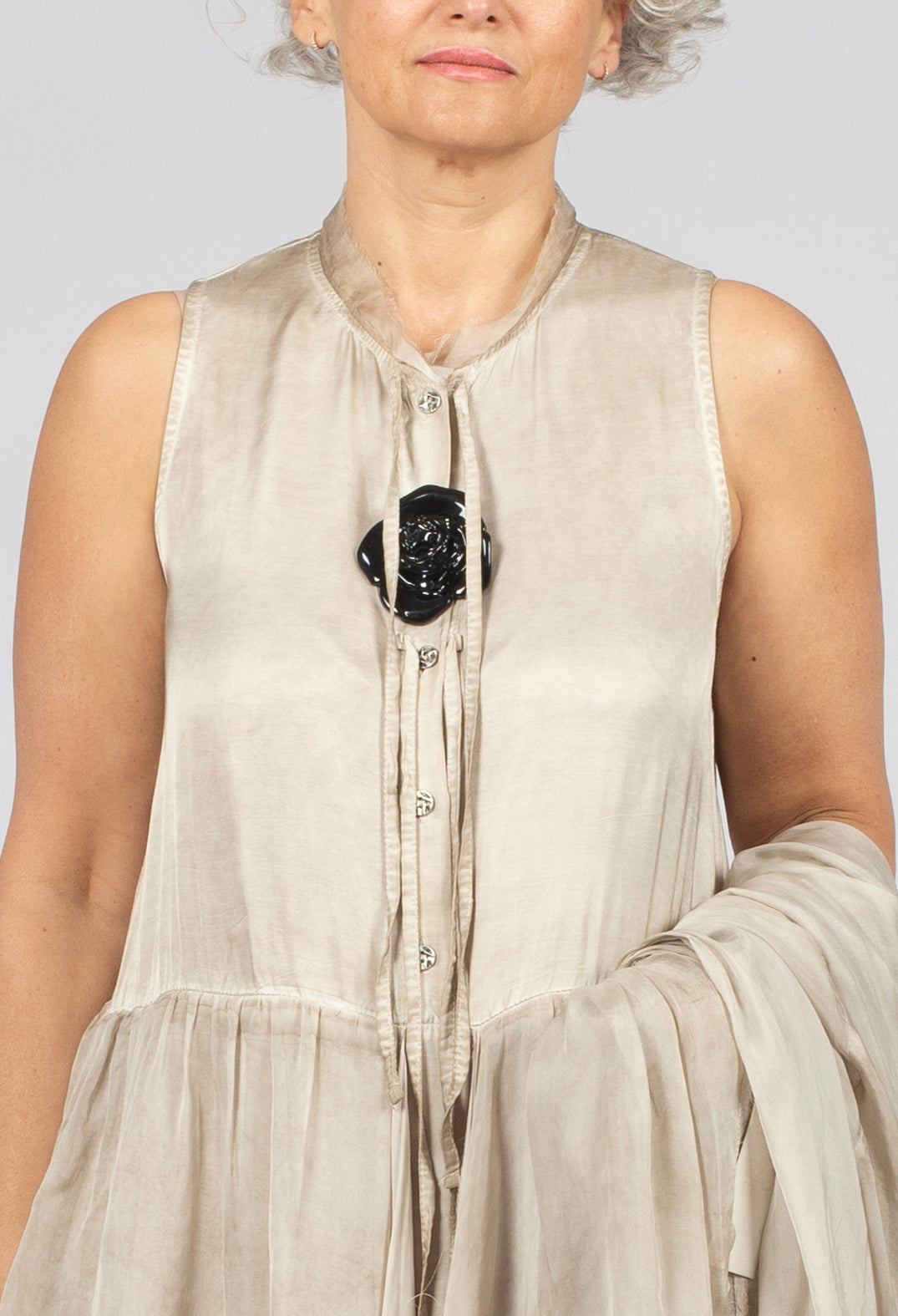 Sleeveless Dress in Sand Shell