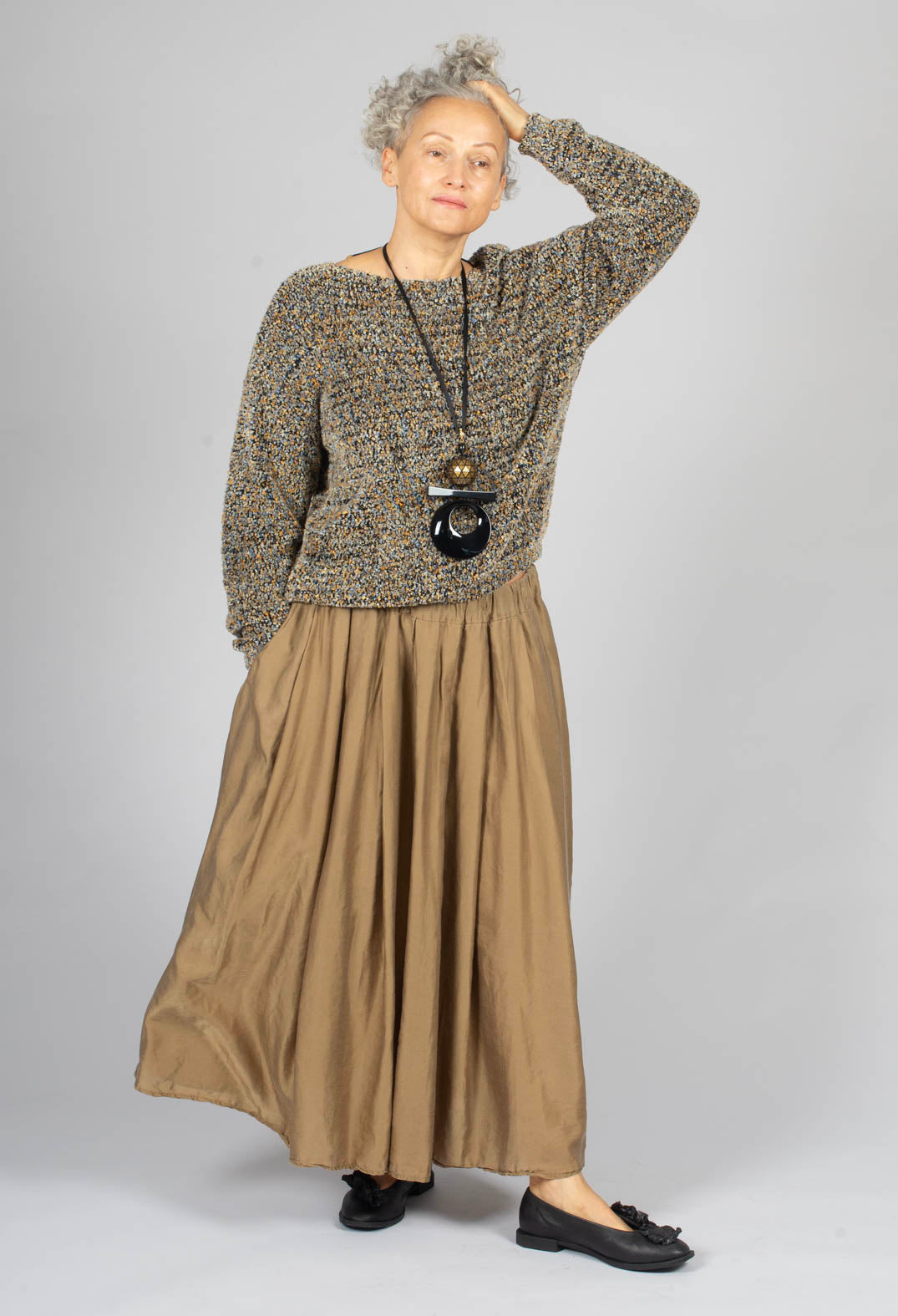 Pleated Long Skirt SC in Gold