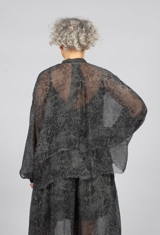 Long Sleeve Blouse in Anthracite Print