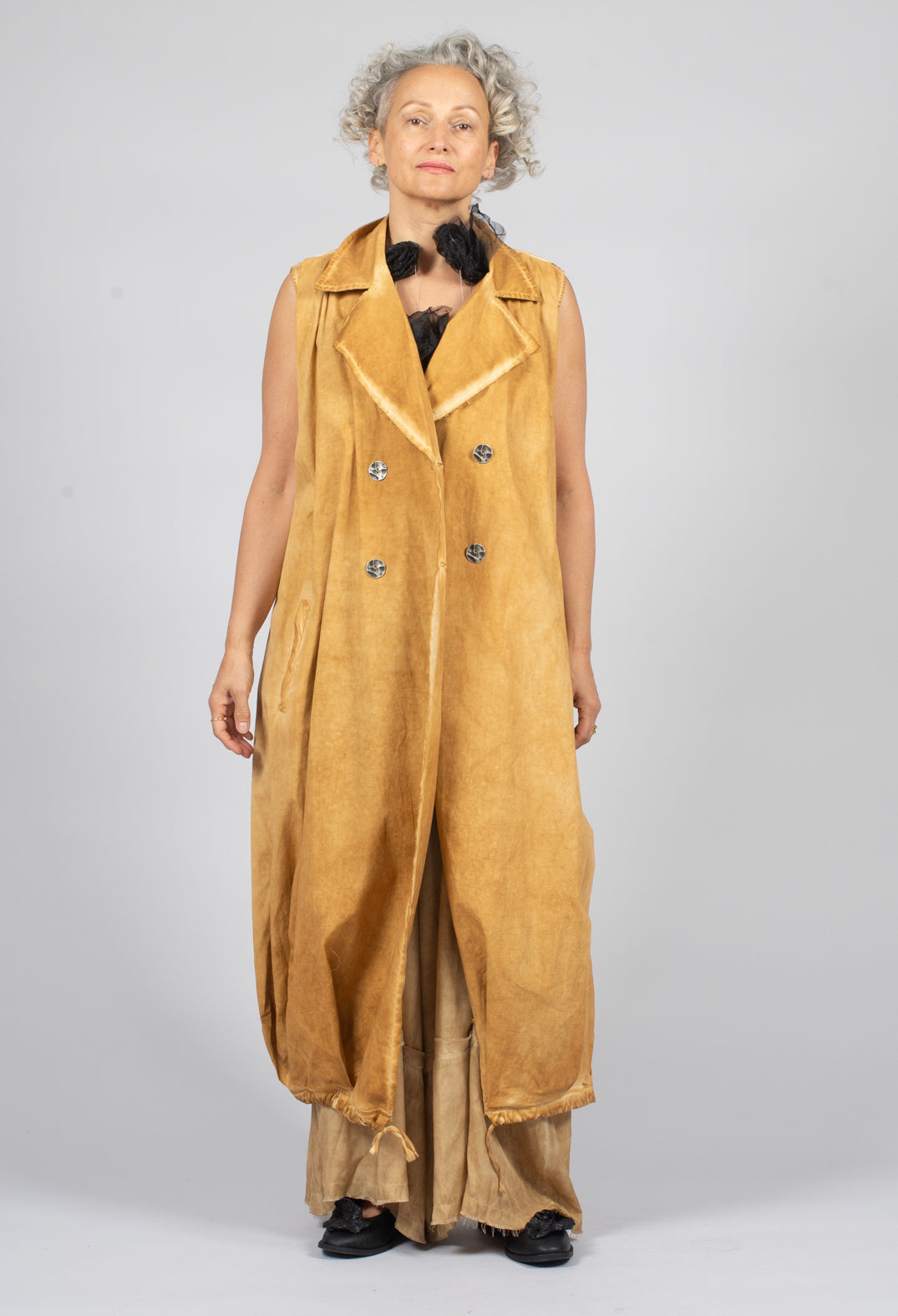 Double Breasted Gilet in Bronze Honey