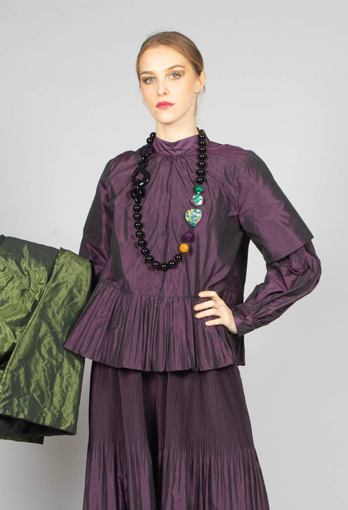 Flared Shape Top with Short Sleeves in Purple