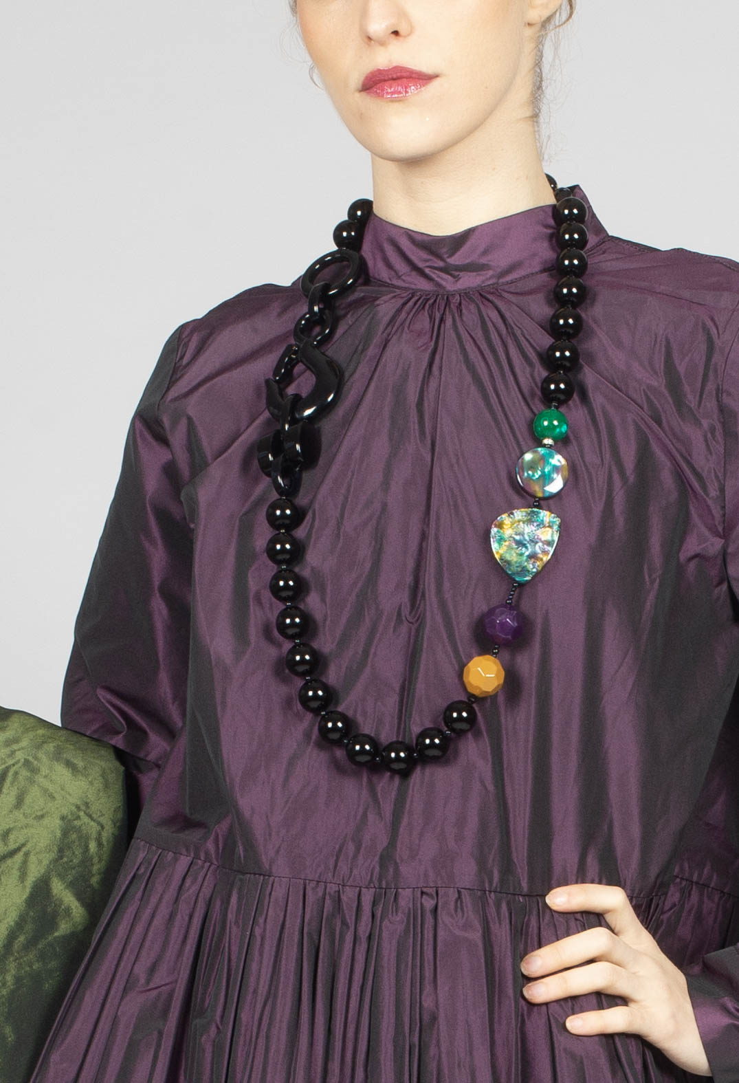 Flared Shape Top with Short Sleeves in Purple