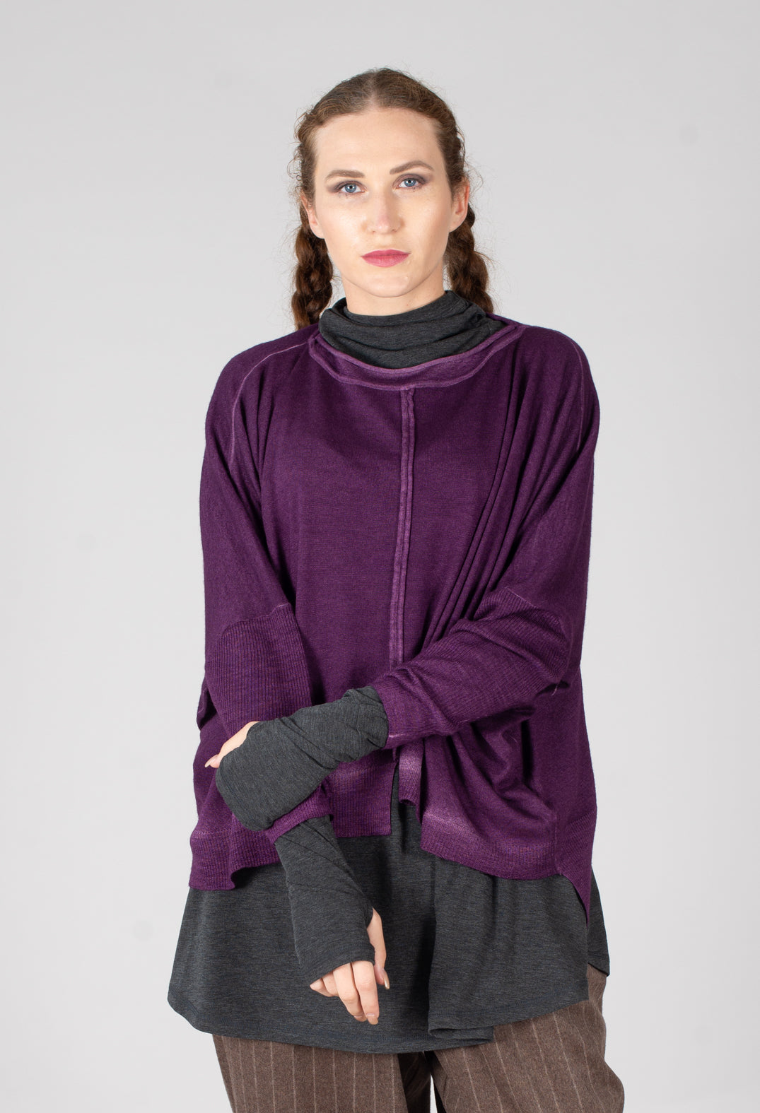 Fine Knit Jumper in Purple