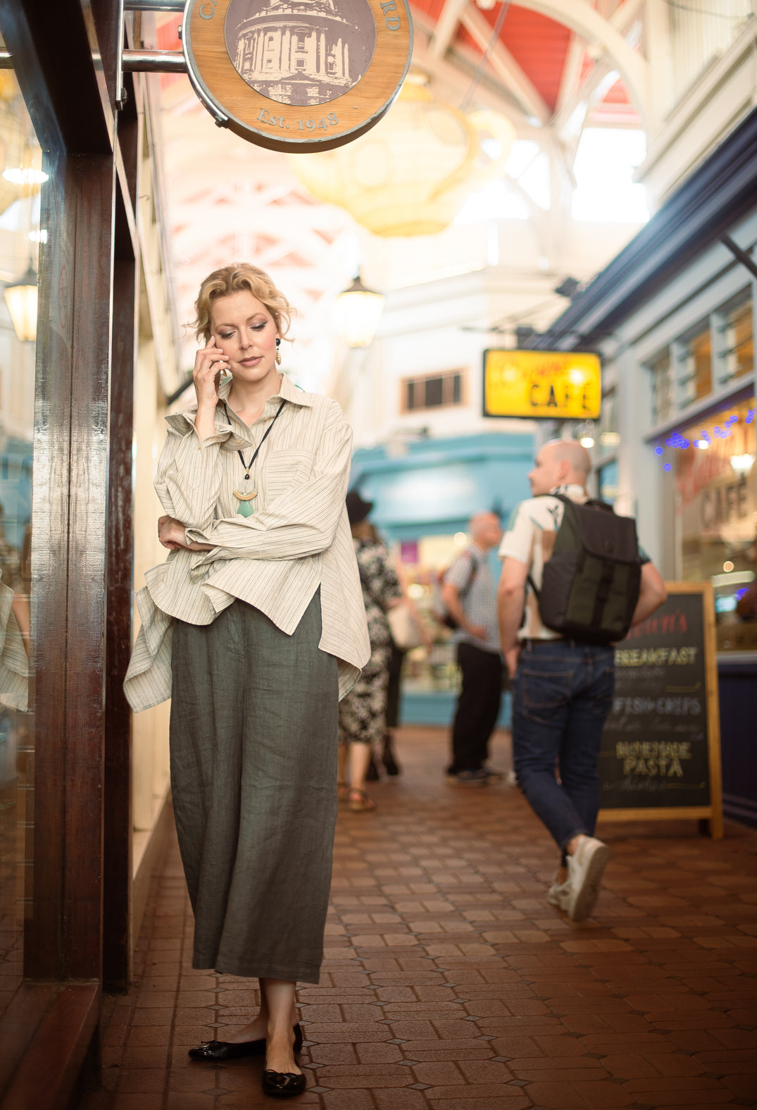 Cropped Wide Leg Trousers in Sage