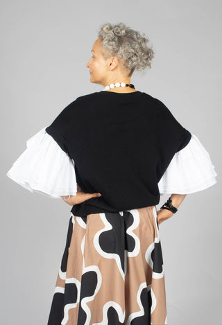 Shirt Sleeve Jumper in Nero and Off White