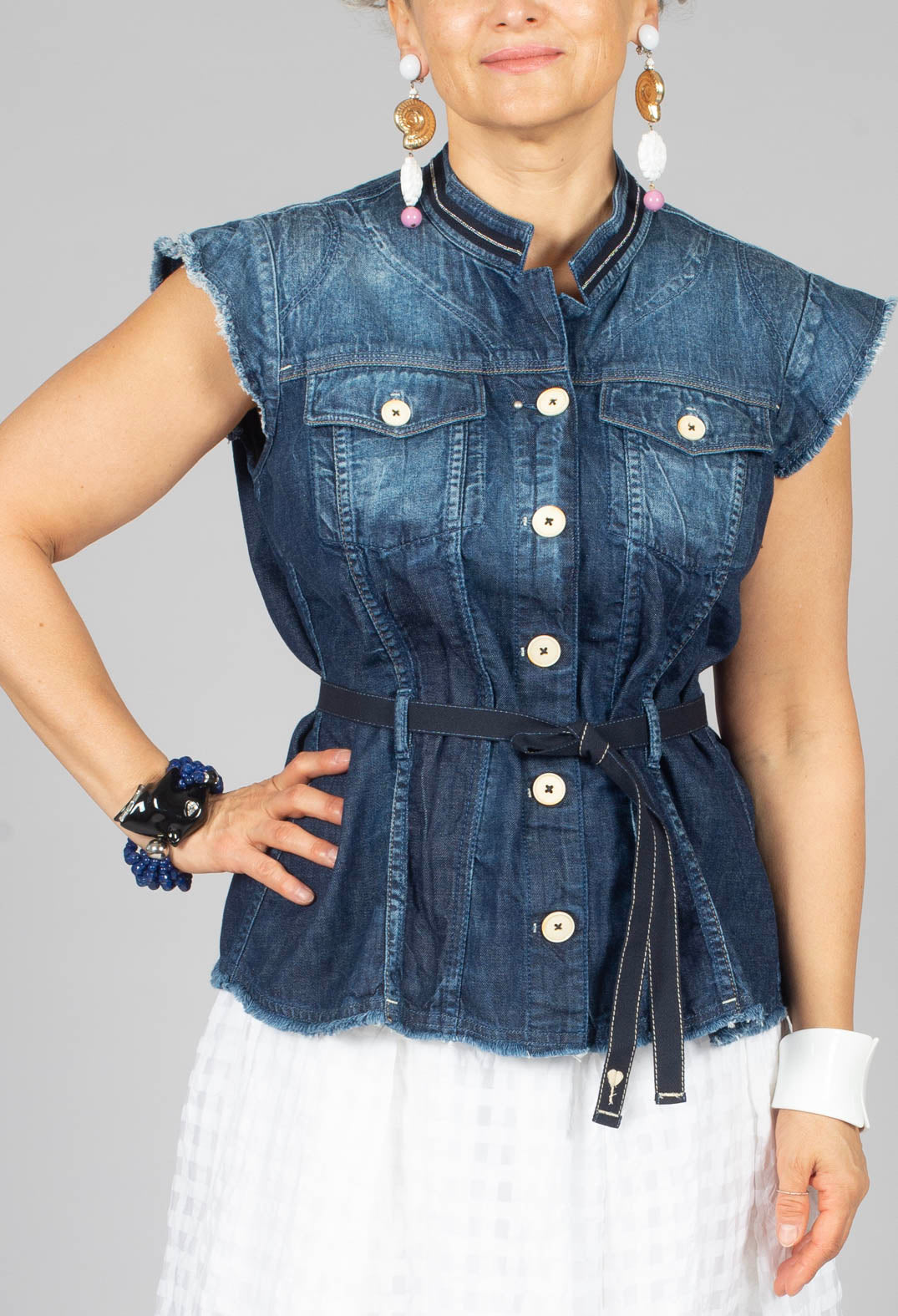 Raise Up Waistcoat in Denim Blue