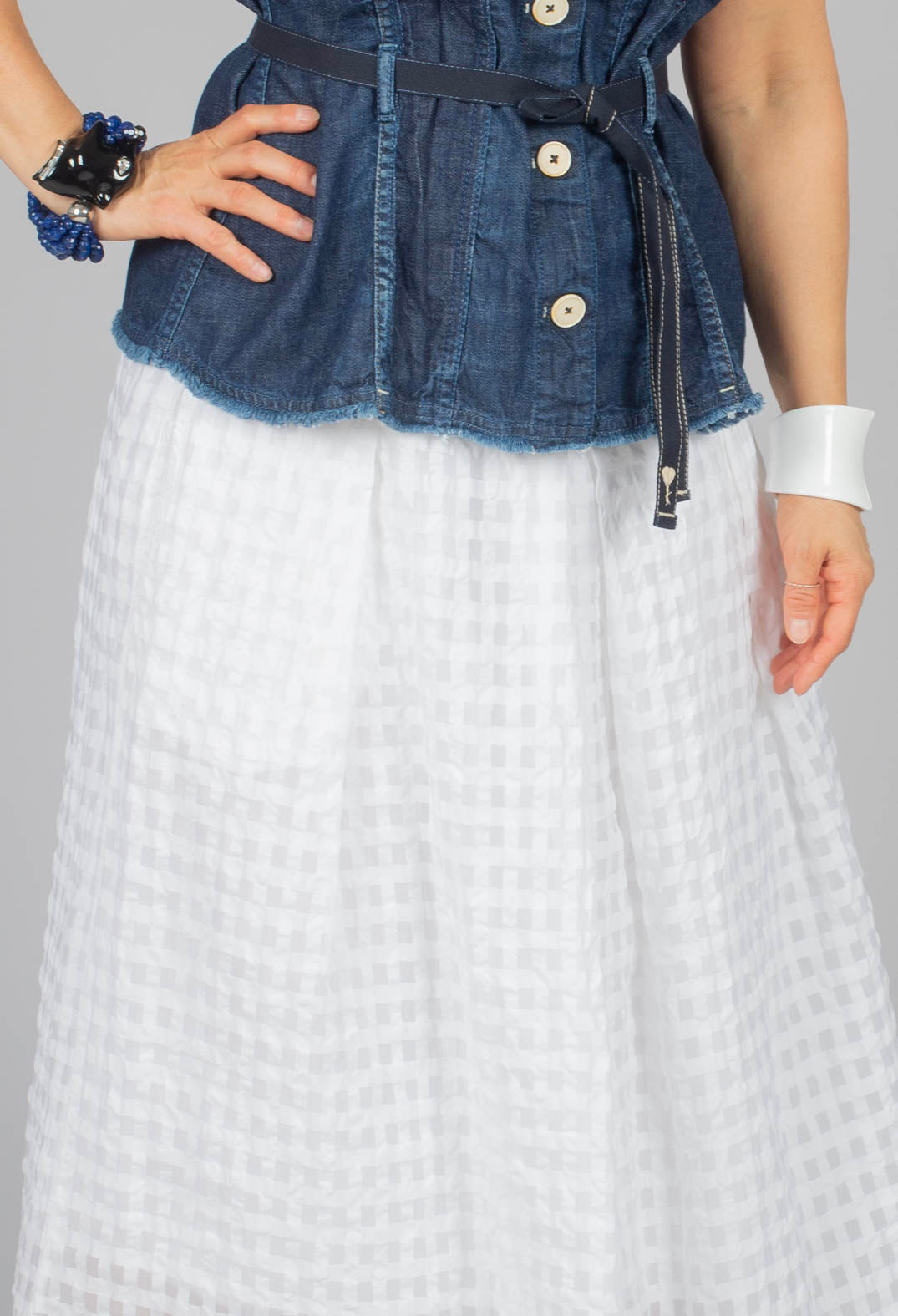 Gathered Skirt in White