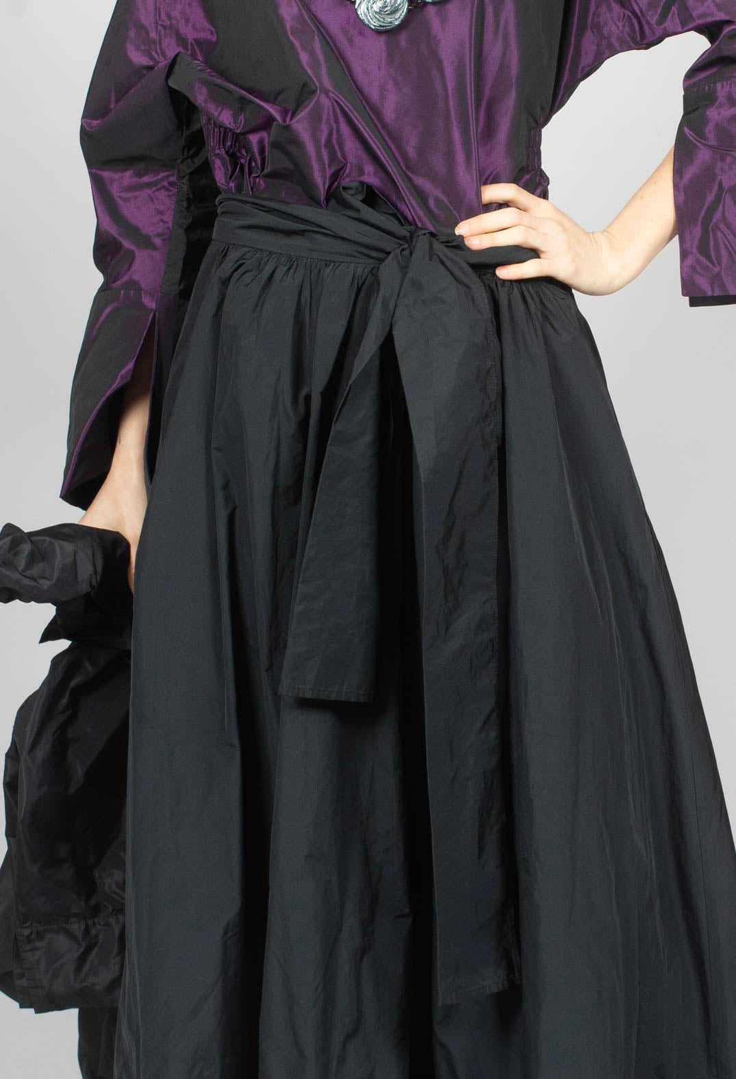 Beatrice B Taffeta Frill Hem Skirt in Black - Olivia May