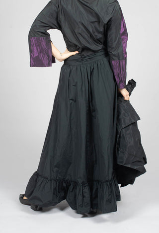 Taffeta Frill Hem Skirt in Black