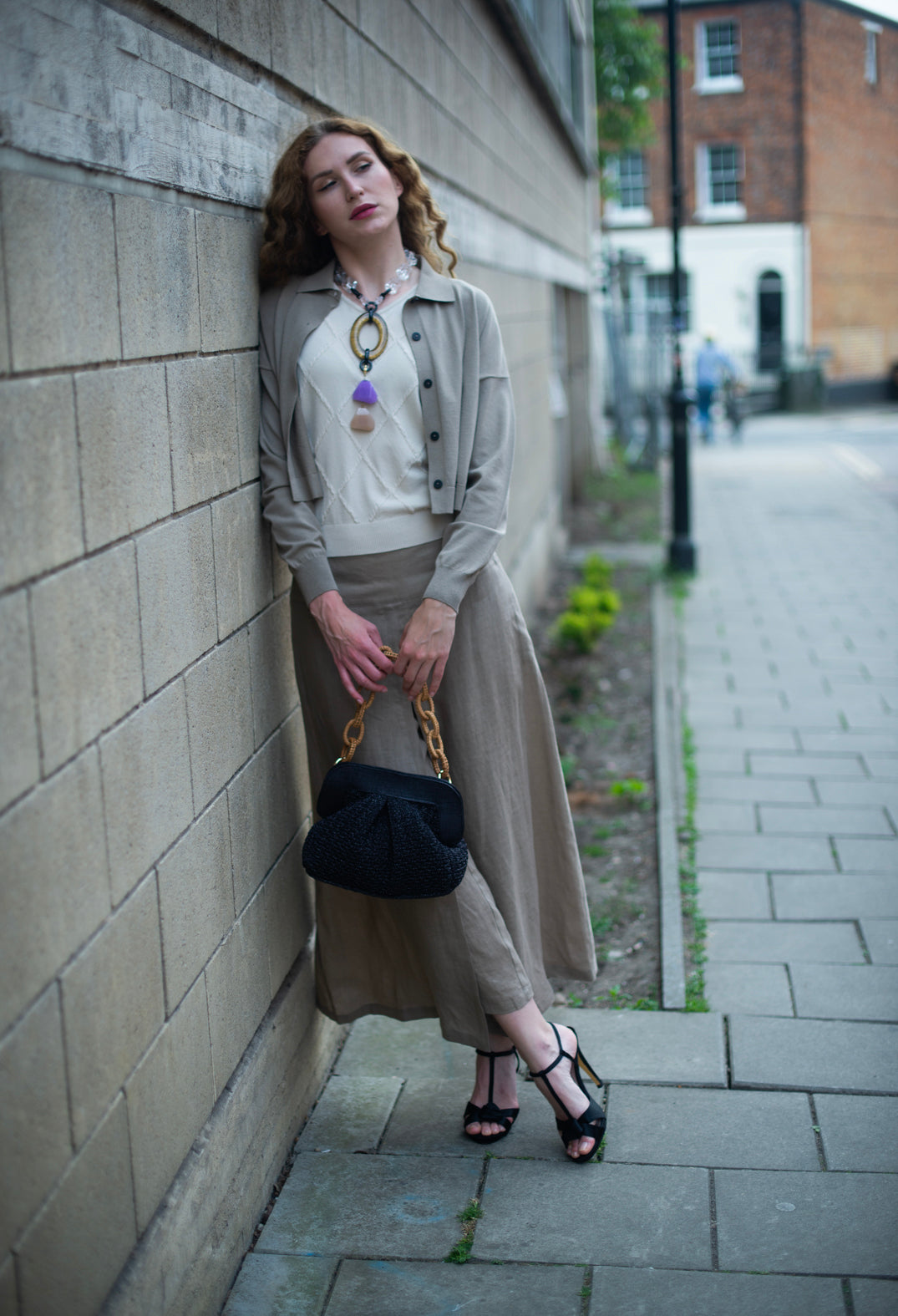 Cropped Cardigan in Taupe