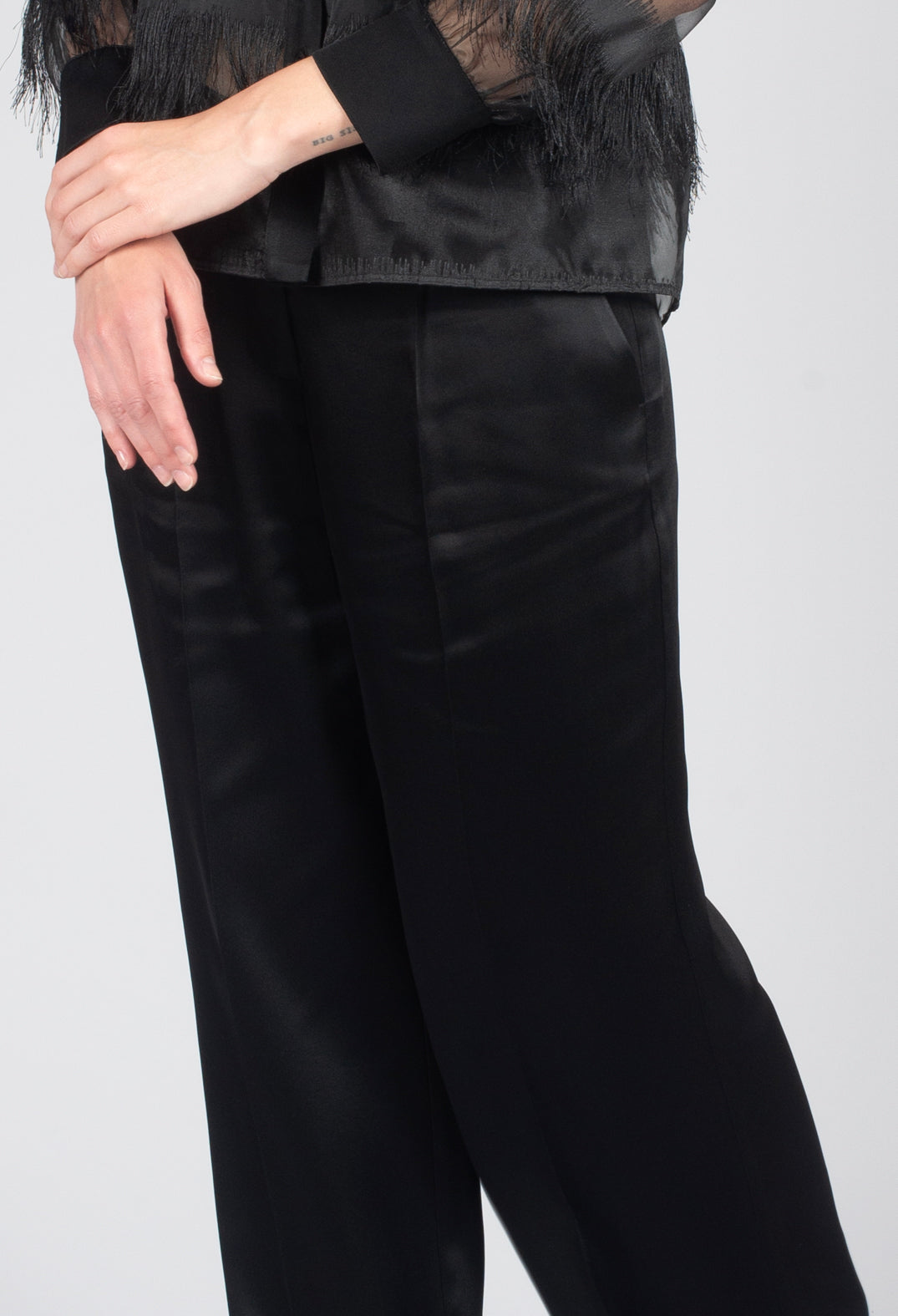 Aura Satin Trousers in Black