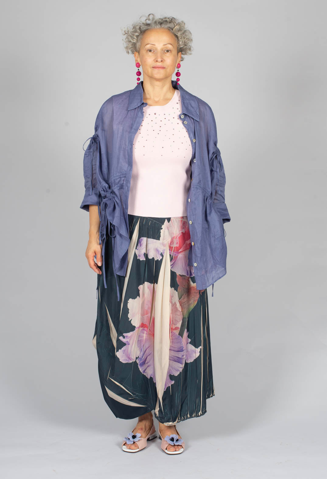 Ruched Shirt in Indigo