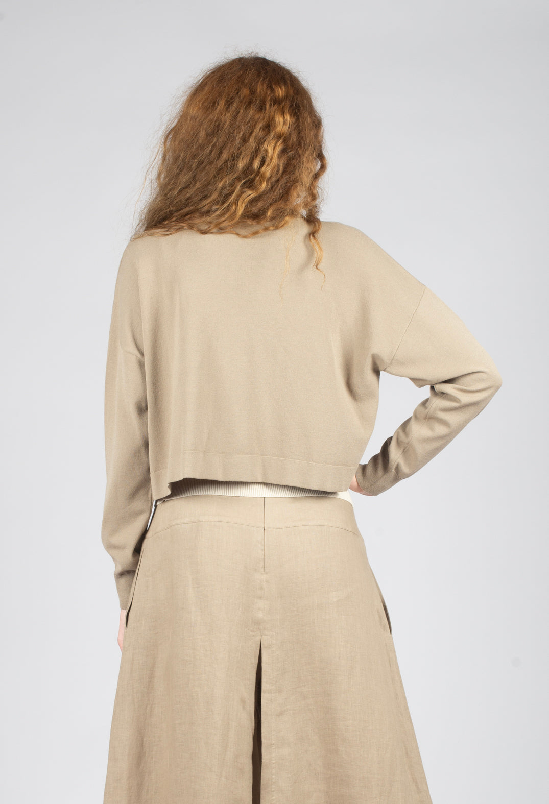 Cropped Cardigan in Taupe