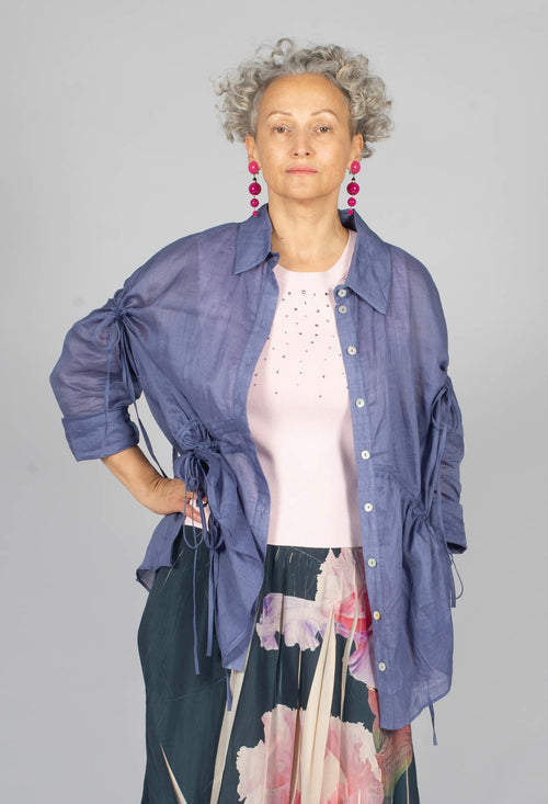 Ruched Shirt in Indigo