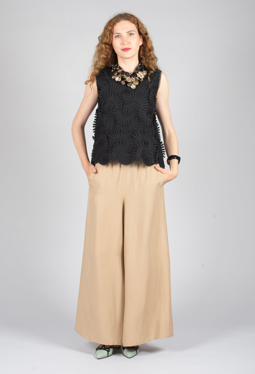 Fedra Flared Trousers in Cafe Au Lait