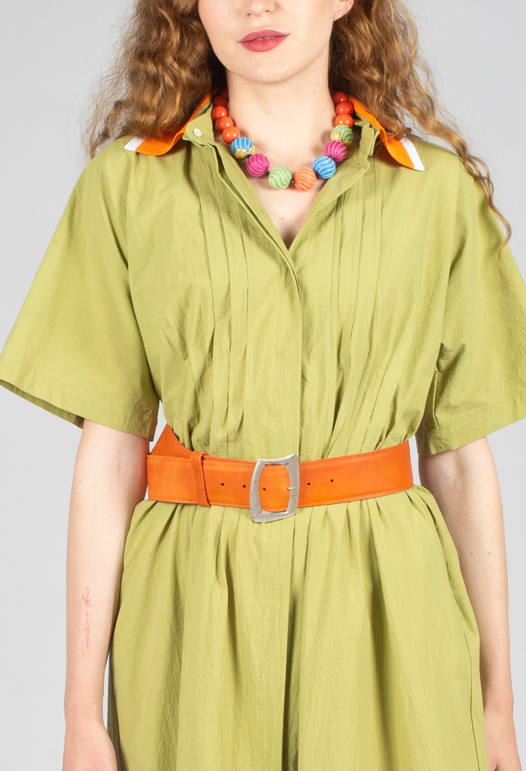 Atlas Cotton Dress in Wasabi