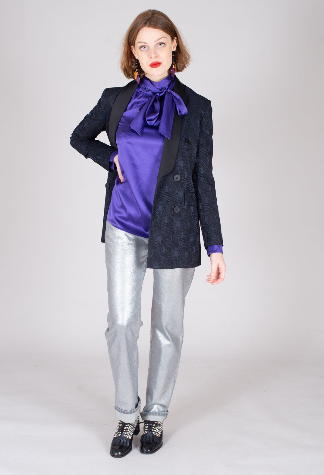 Coated Slim Fit Jeans in Silver