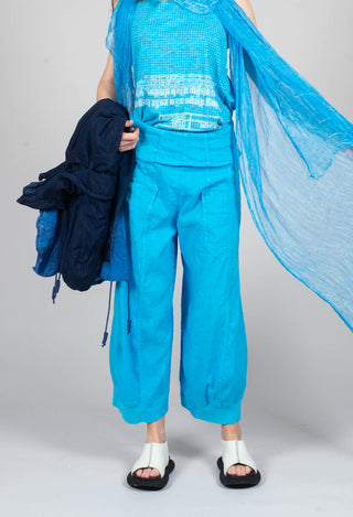 Trousers with Fold Over Waistband in Malibu