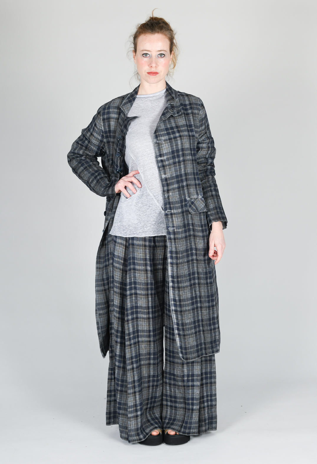 Tie Belt Trousers in Original Grey Tartan