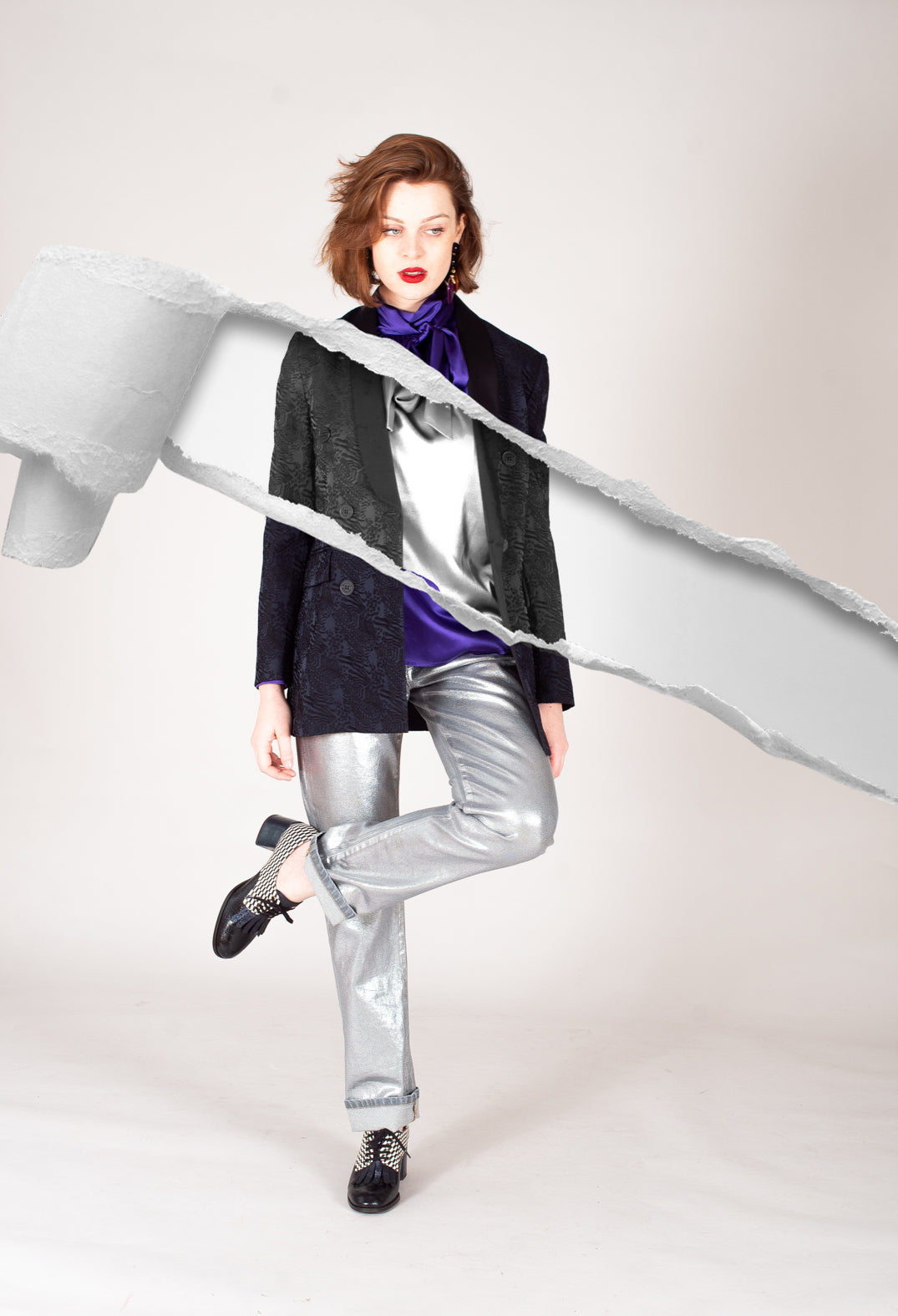 Coated Slim Fit Jeans in Silver
