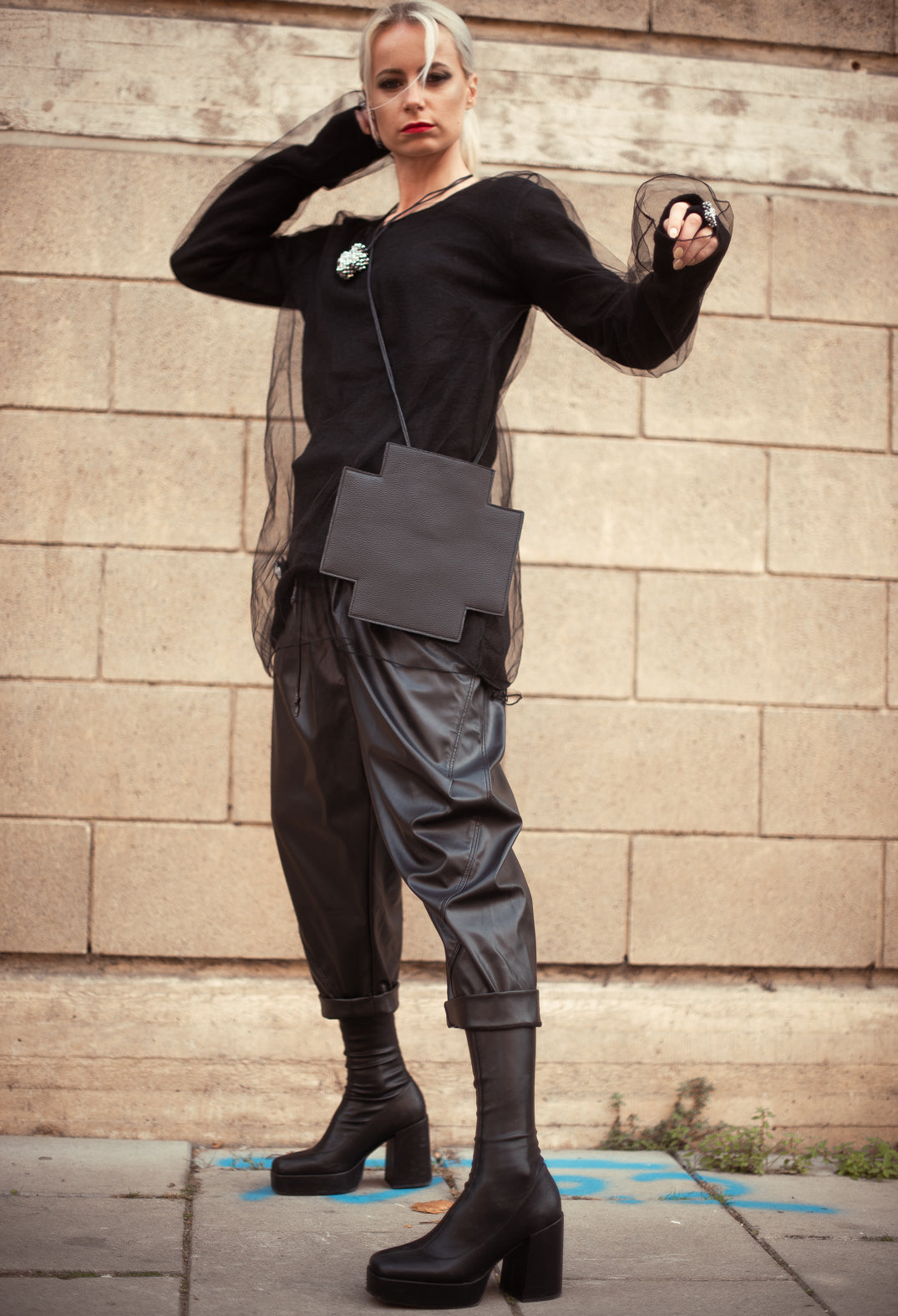 Small Black Leather Accessory Bag