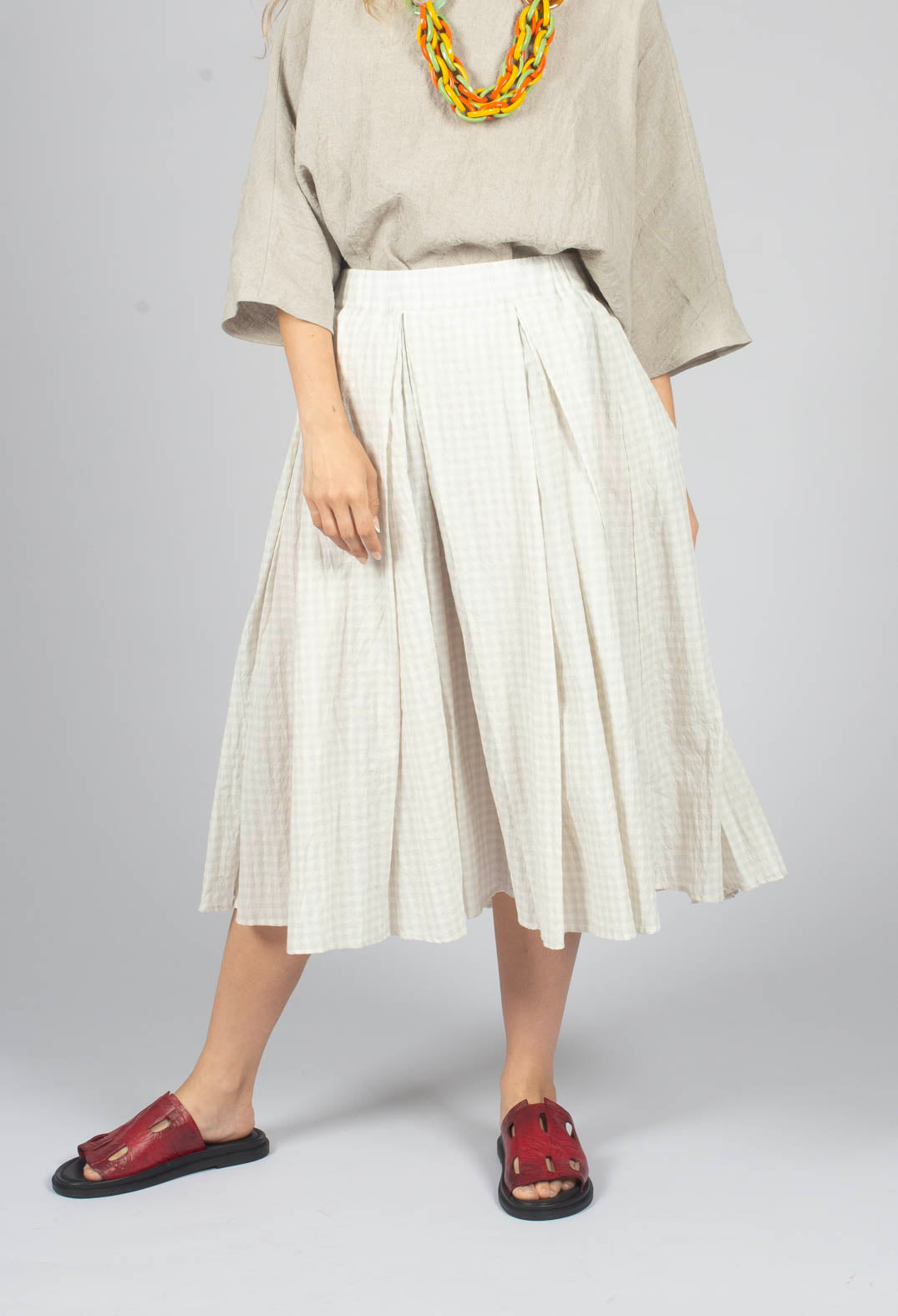 Gingham Skirt in Limestone