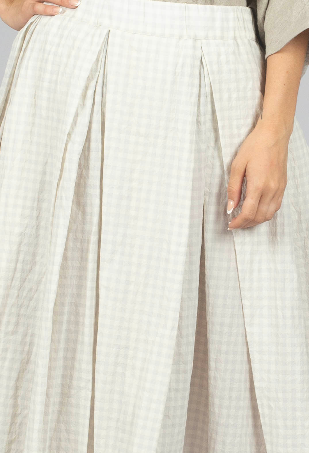 Gingham Skirt in Limestone