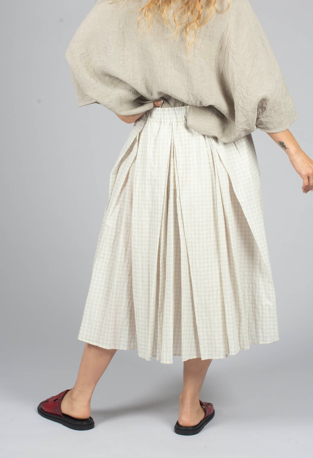 Gingham Skirt in Limestone
