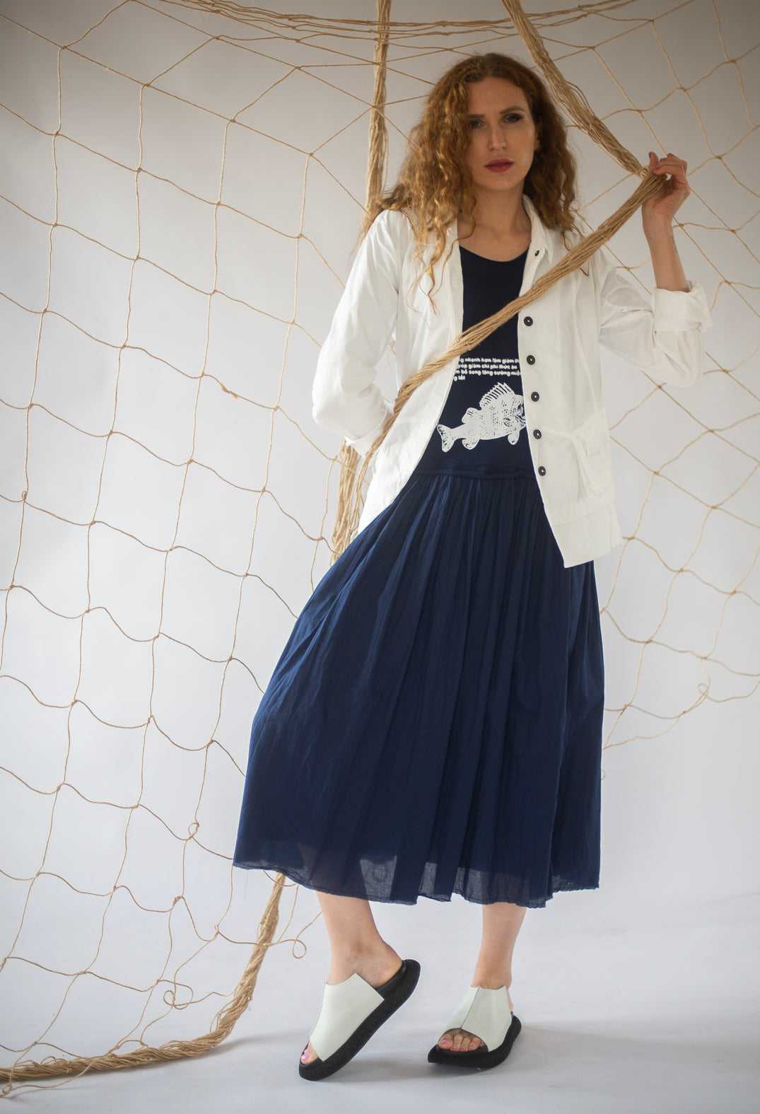 Layered Lettuce-Edge Detail Jacket in Semi Bleach