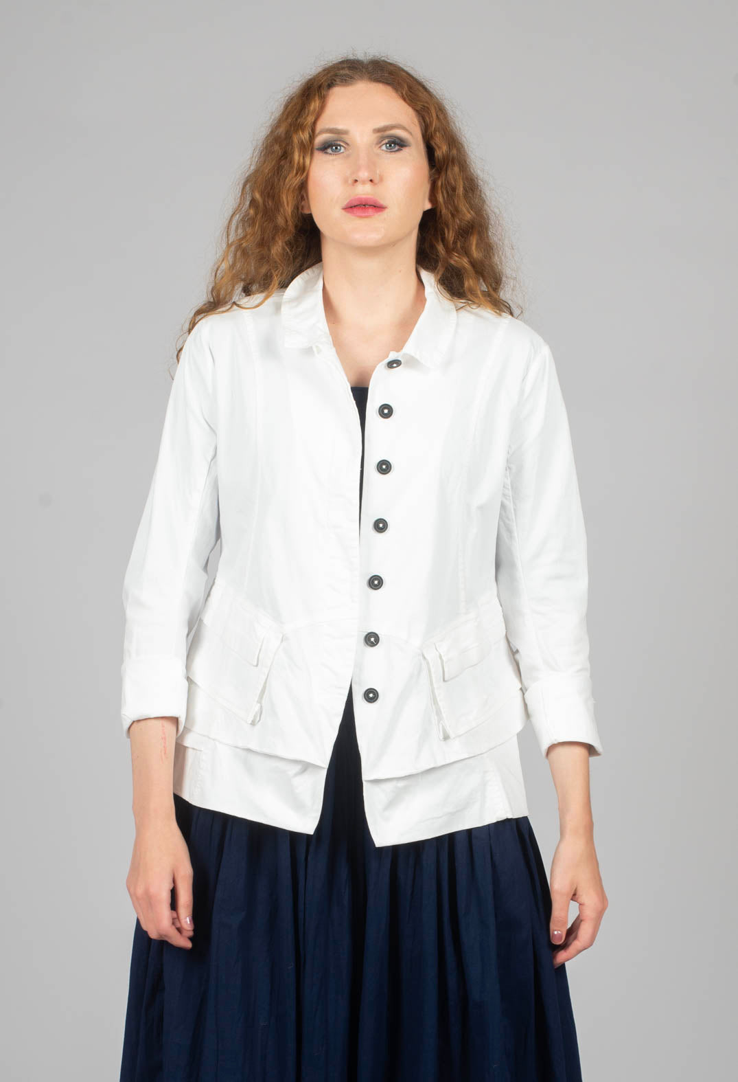Layered Lettuce-Edge Detail Jacket in Semi Bleach