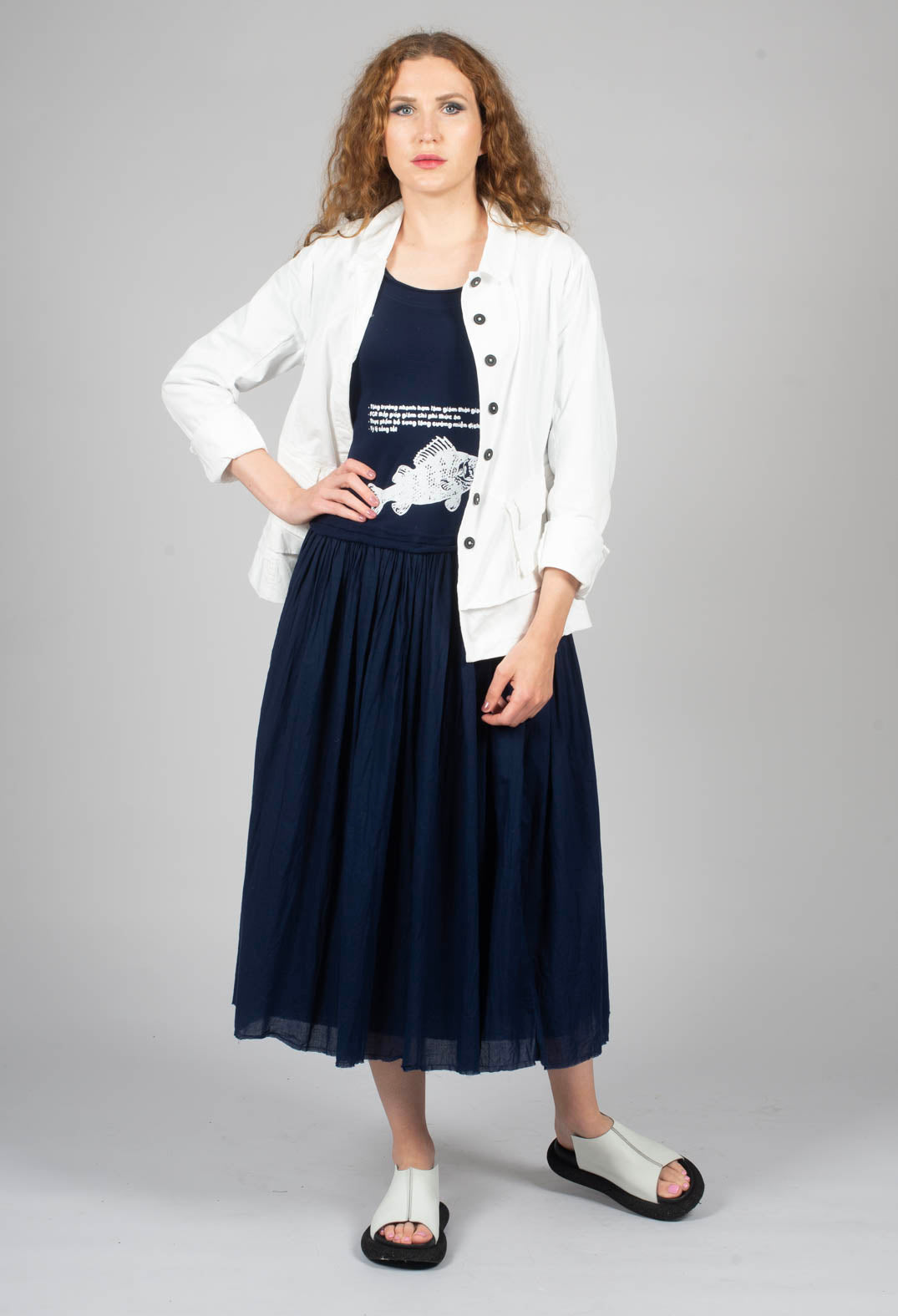 Layered Lettuce-Edge Detail Jacket in Semi Bleach