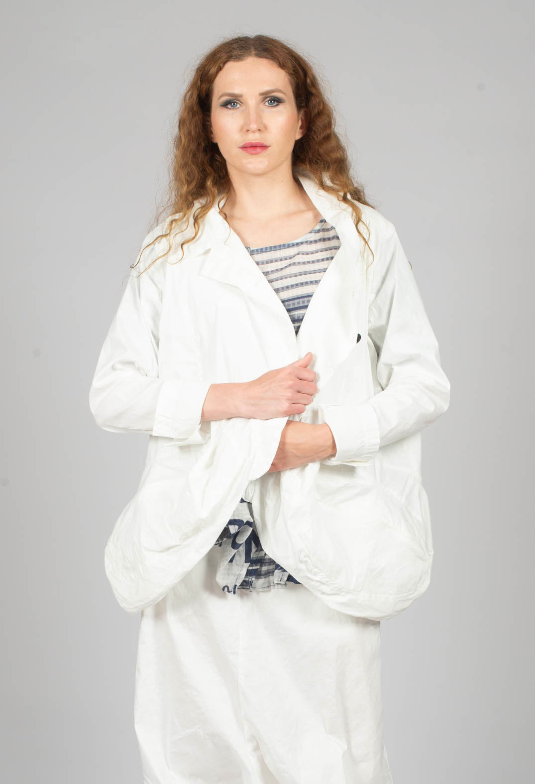 Peplum Hem Jacket in Starwhite