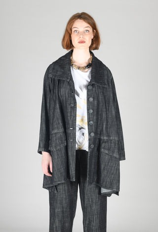 Denim Style Coat in Black