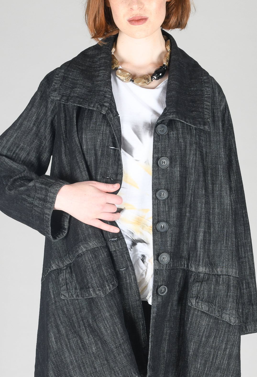 Denim Style Coat in Black