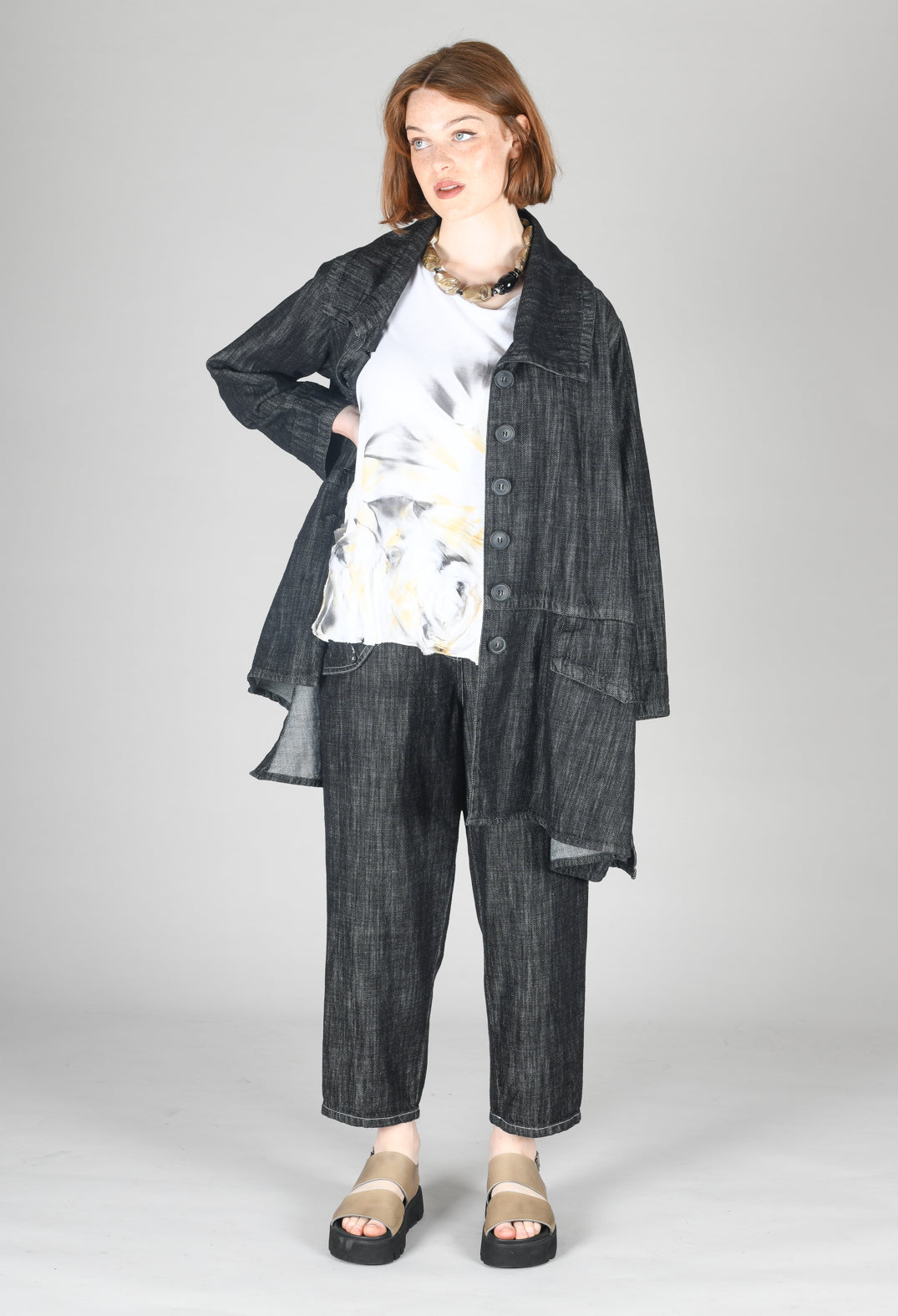Denim Style Trousers in Black