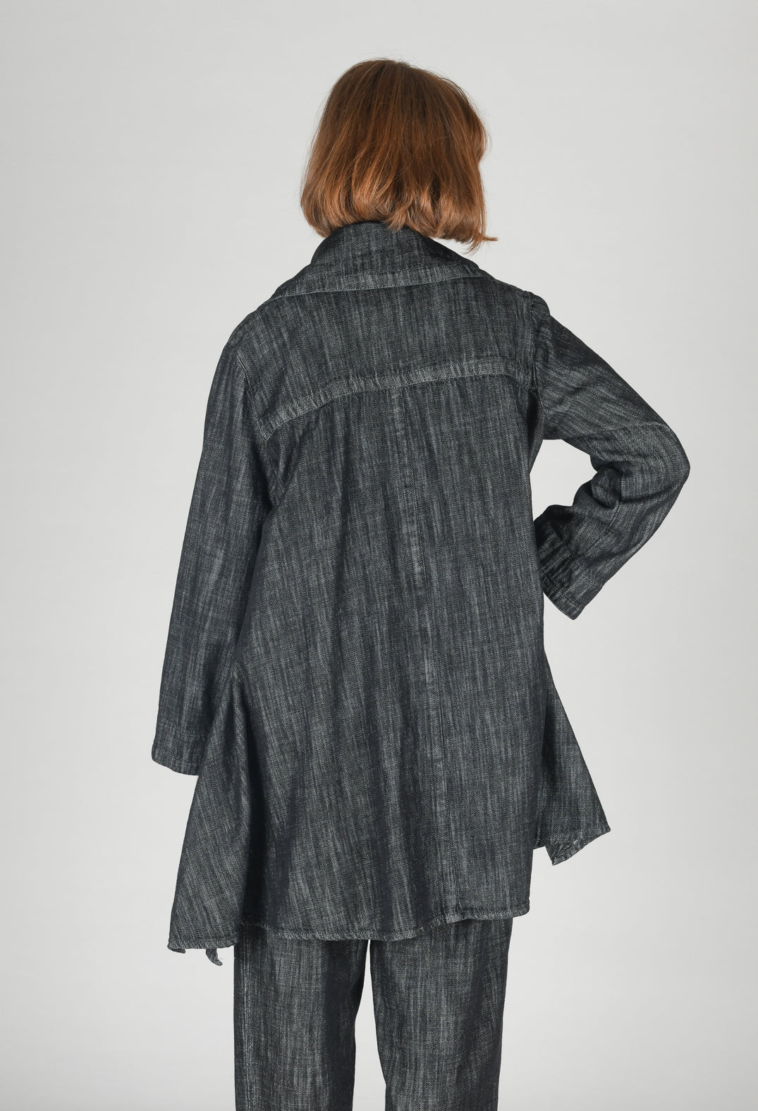Denim Style Coat in Black