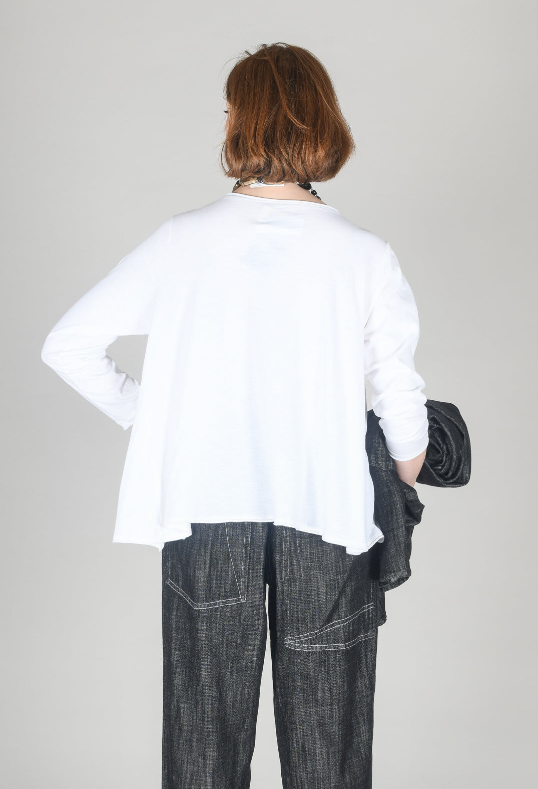 3D Flower and Print Top in White