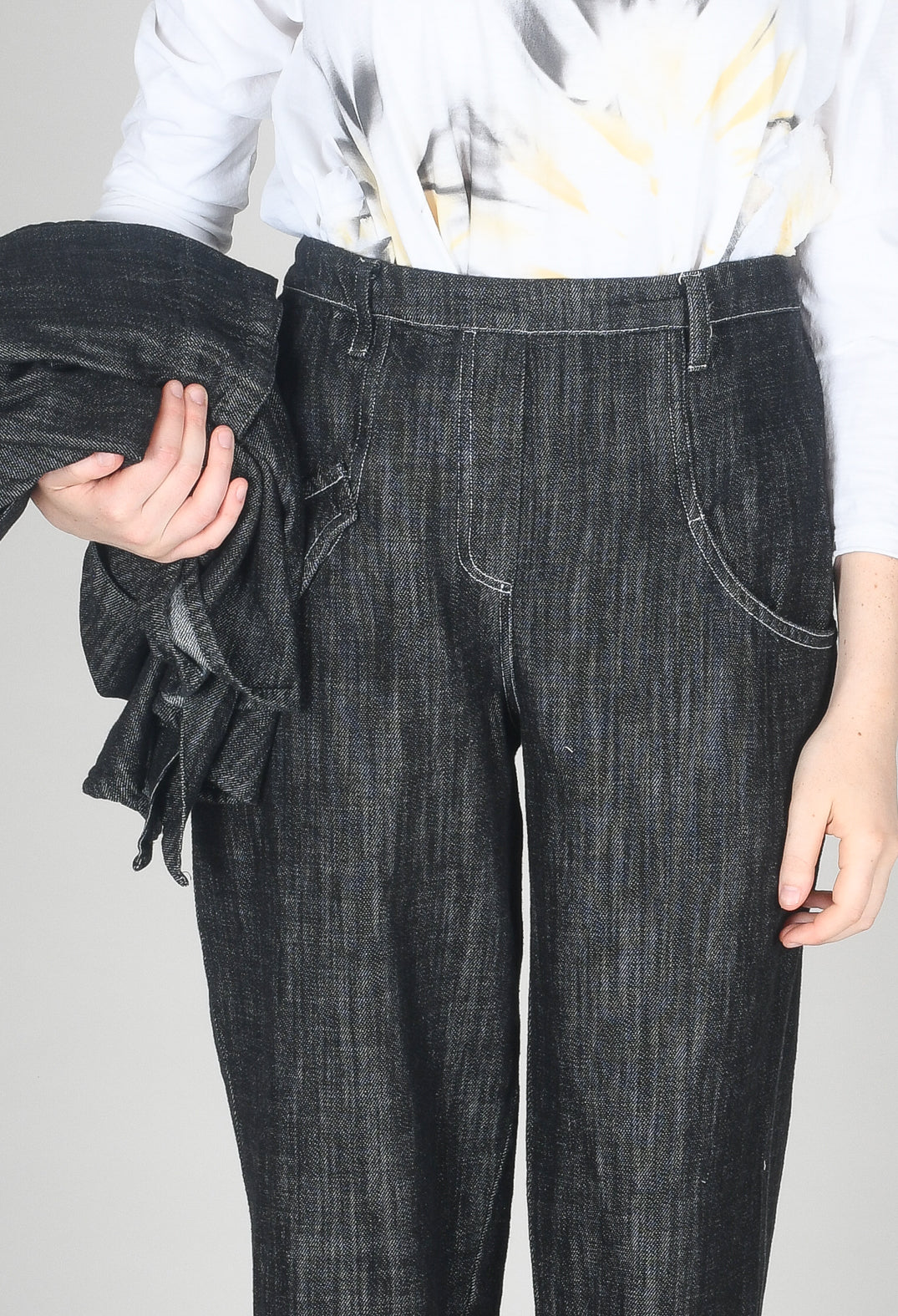 Denim Style Trousers in Black
