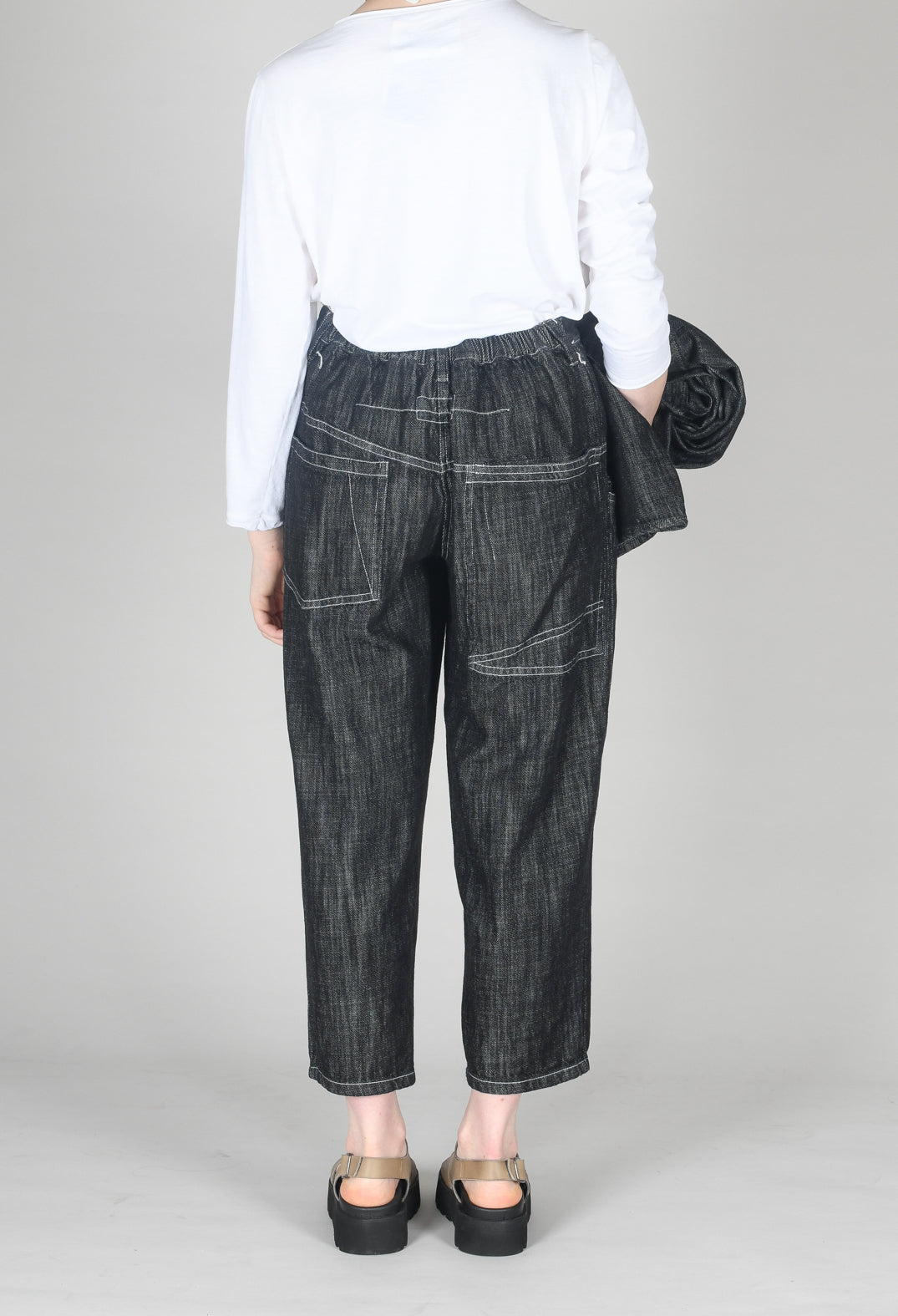 Denim Style Trousers in Black