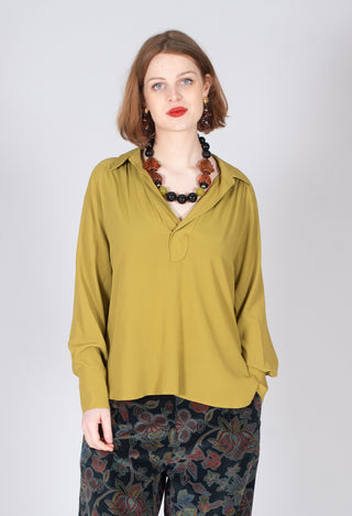 Torre Collared Blouse in Olio Yellow